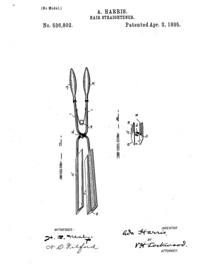 Výkres žehličky na vlasy v patentovom návrhu
