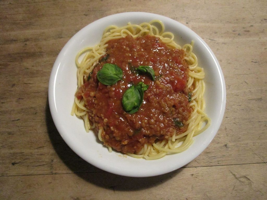 Šošovicové špagety Bolognese