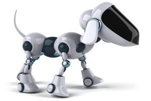 Biely robotický pes