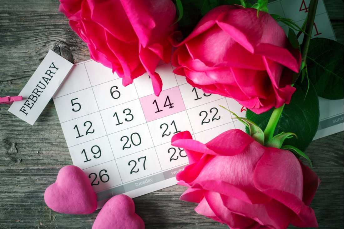 Ruže, srdiečka a kalendár
