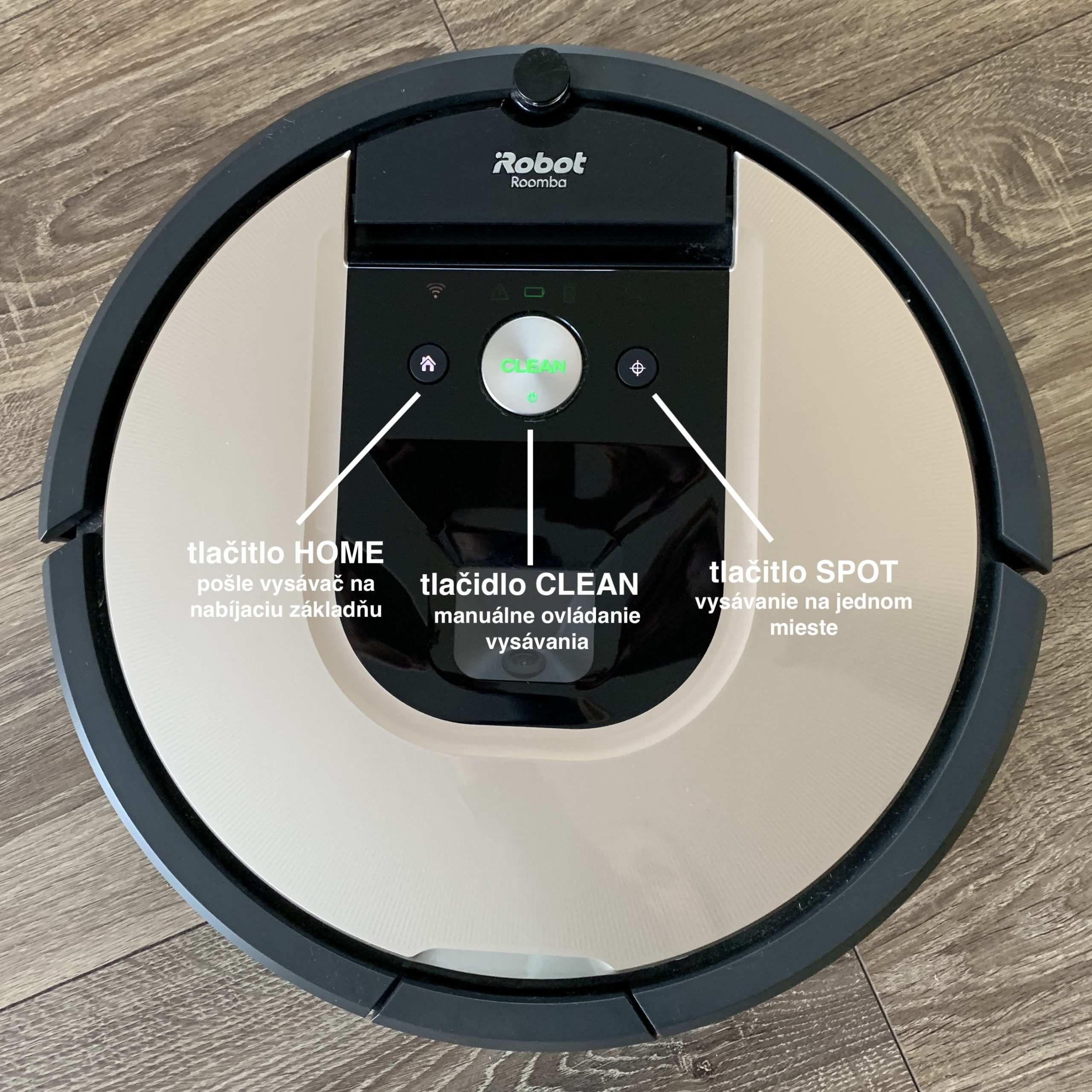 Ovládacie tlačidlá vysávača iRobot Roomba 976