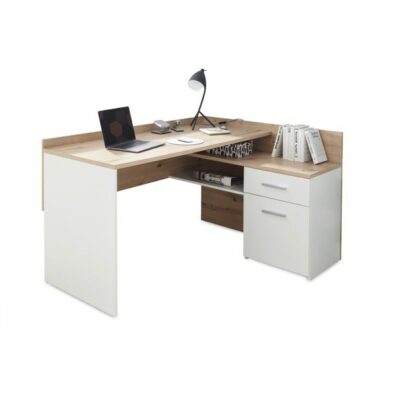 Písací stôl CHILLE, dub artisan/matná biela