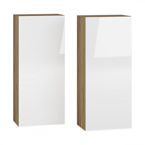 Kúpeľňová skrinka na stenu (2 ks) Baleta 2S – craft zlatý / biely lesk