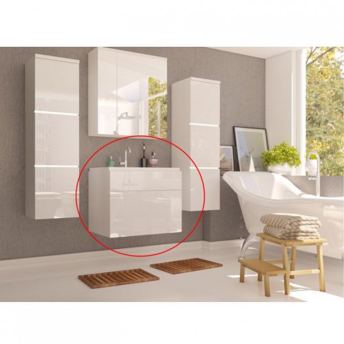 Kúpeľňová skrinka pod umývadlo Mason WH 13 – biela / biely vysoký lesk