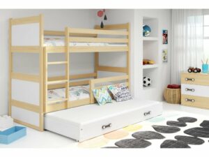 Detská poschodová posteľ s prístelkou RICO 3 / borovica 200×90 cm