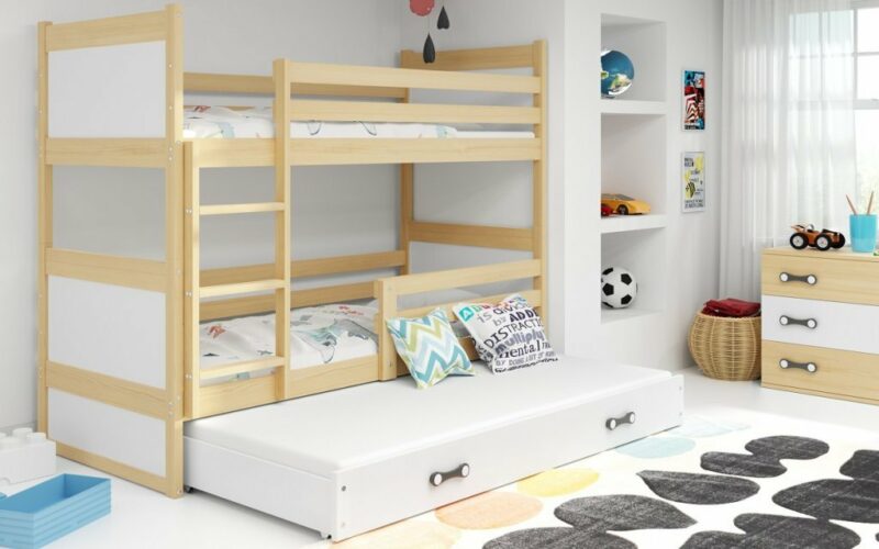 Detská poschodová posteľ s prístelkou RICO 3 / borovica 200×90 cm