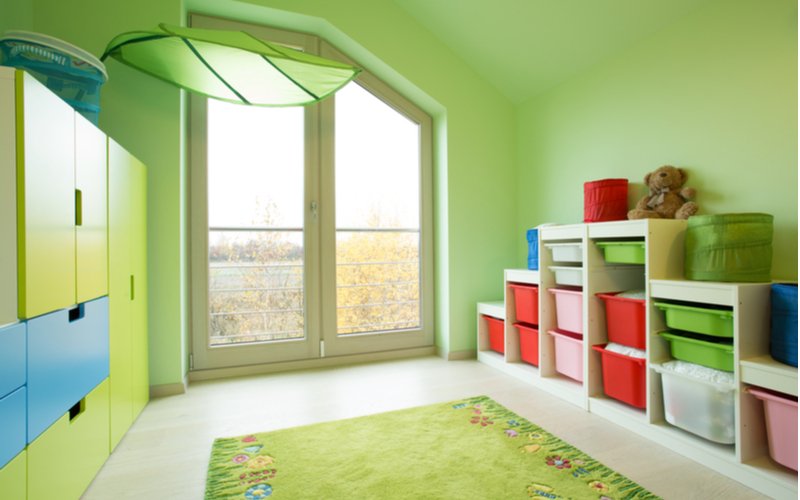 Zelený detský koberec