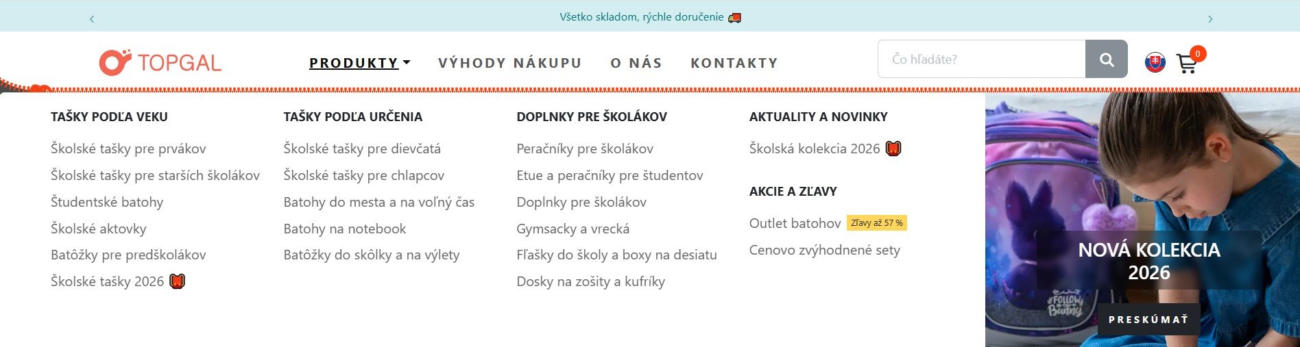 Produktový sortiment značky Topgal